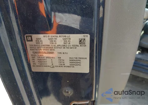 2011 Chevrolet Traverse Ls from USA, damaged, VIN 1GNKVEED2BJ258981